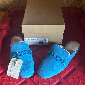 Santoni Women's Bright Blue Mules